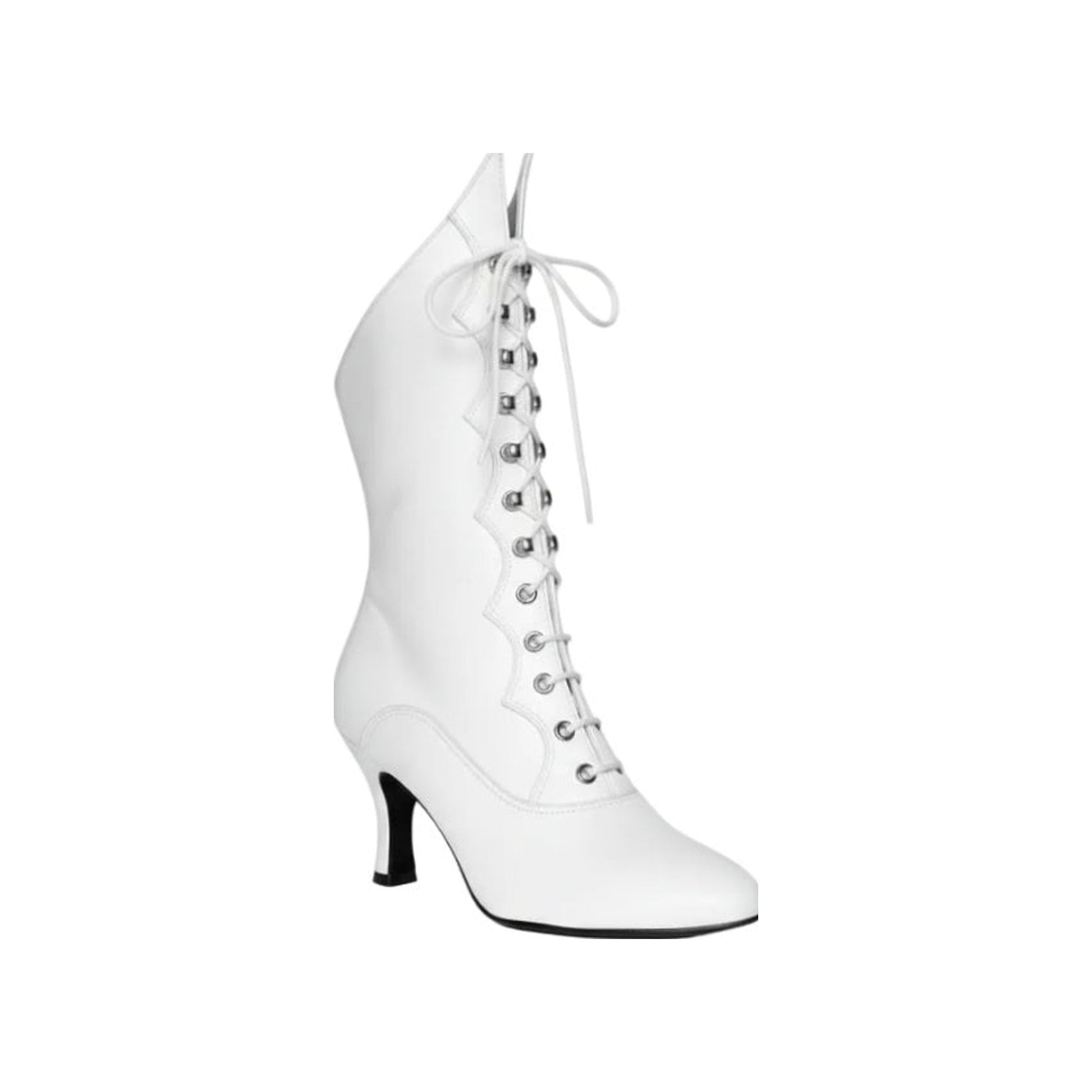 Stivali in pelle bianca D-3 Pairè Wish Dance Shop con chiusura anteriore e alamari a stringhe, stile elegante e moderno