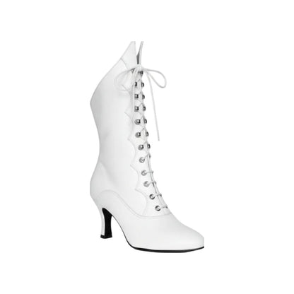 Stivali in pelle bianca D-3 Pairè Wish Dance Shop con chiusura anteriore e alamari a stringhe, stile elegante e moderno
