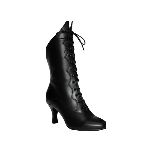 Stivali in pelle nera Wish Dance Shop D-3 Pairè con chiusura anteriore e alamari a stringhe, stile elegante e robusto.