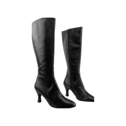 Stivali neri in pelle Wish Dance Shop D-4 S42 Zip, alti sotto ginocchio con chiusura zip laterale, stile elegante e moderno