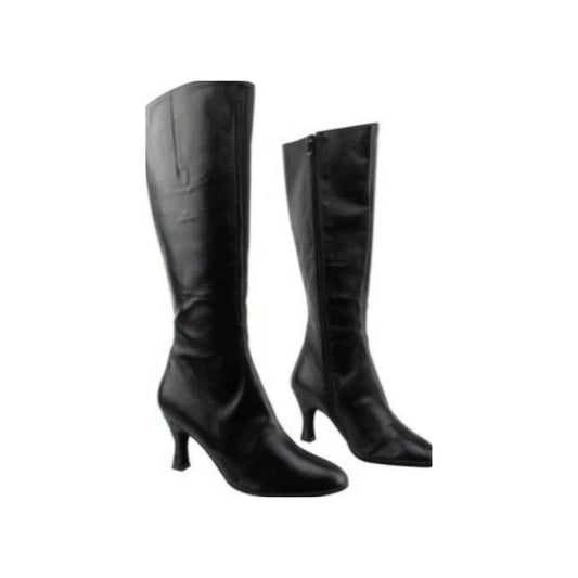Stivali neri in pelle Wish Dance Shop D-4 S42 Zip, alti sotto ginocchio con chiusura zip laterale, stile elegante e moderno