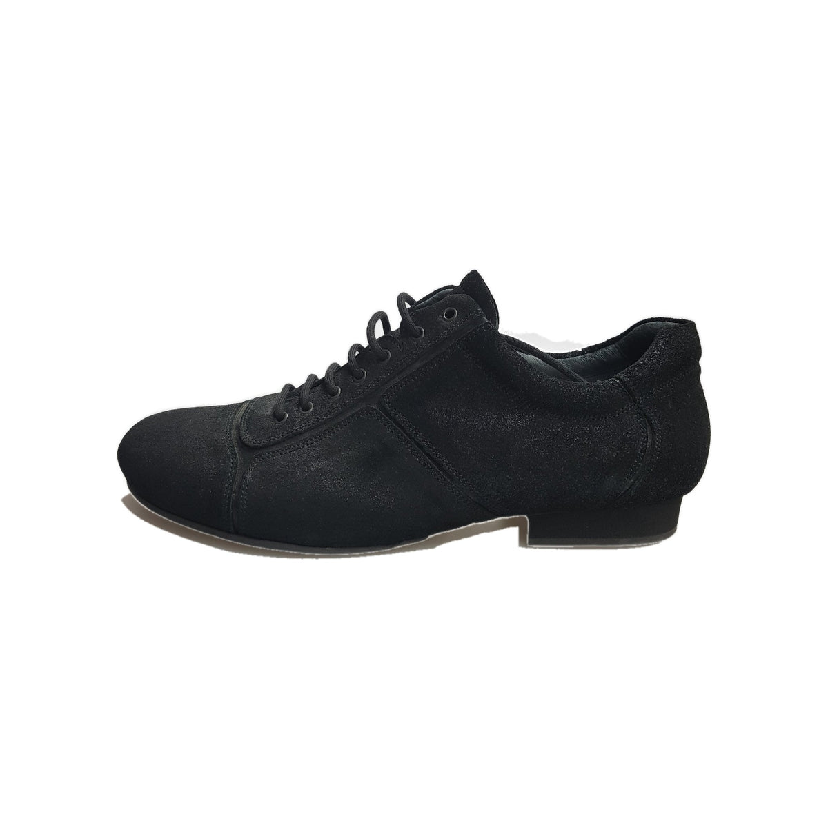 Scarpa Daniel Movida by WISH DANCE, sneaker in camoscio nero con inserti in vernice nera, dettagli eleganti e moderni