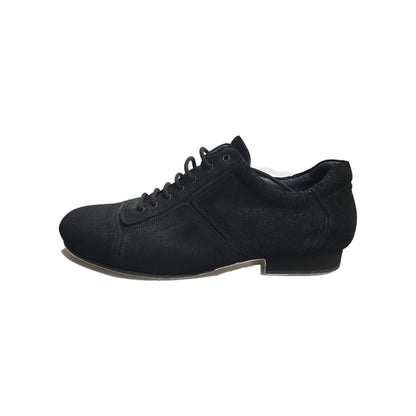Scarpa Daniel Movida by WISH DANCE, sneaker in camoscio nero con inserti in vernice nera, dettagli eleganti e moderni