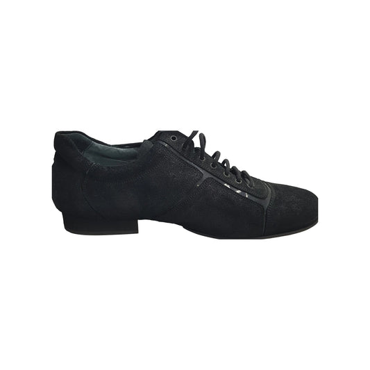 Daniel (Movida by WISH DANCE) (115) - Sneaker in Camoscio Millennium Nero inserti Vernice nera Wish Dance, vista laterale