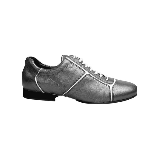 Daniel (Movida by WISH DANCE) (115) - Sneaker in Pelle Satinato Melissa Acciaio CDF Inserti vernice Bianca, vista laterale