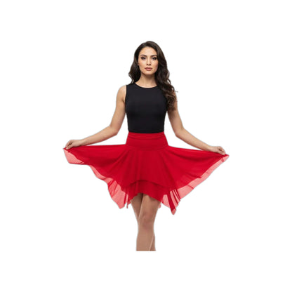 Gonna a punte tagliata a mano Wish Dance Shop, microfibra elastica e tulle tono su tono, stile elegante e fluido