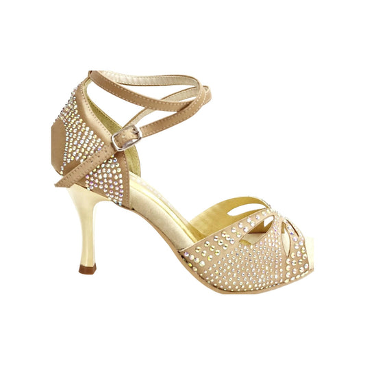 Scarpa da Ballo in Raso Seta color Champagne Delux Butterfly PW Wish Dance, oro, vista laterale