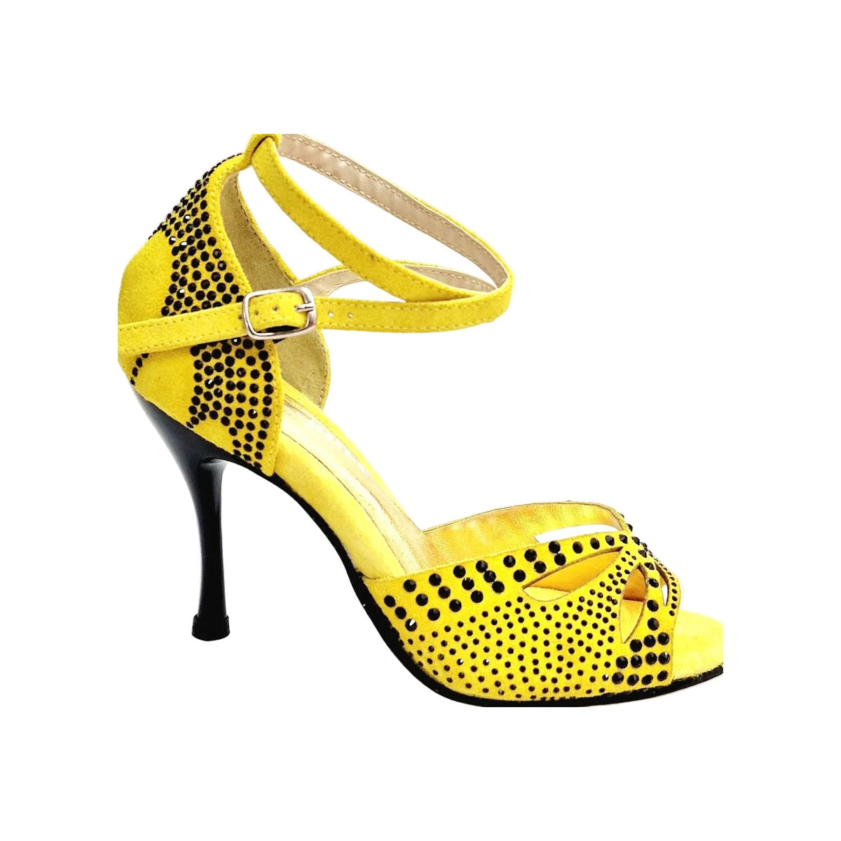 Scarpa da Ballo in Pelle Camosciata Giallo Fluò Deluxe Butterfly PW Wish Dance, nero, vista laterale