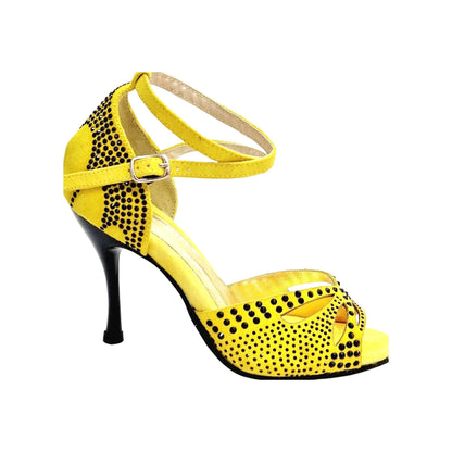 Scarpa da Ballo in Pelle Camosciata Giallo Fluò Deluxe Butterfly PW Wish Dance, nero, vista laterale