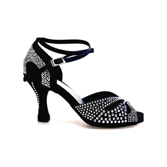 Scarpa da Ballo Donna in Raso Seta Nera DELUXE MARIPOSA Wish Dance, vista laterale