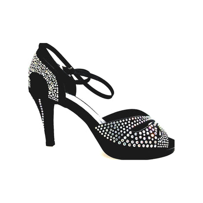 Scarpa da Ballo in Raso Seta Nera DELUXE MARIPOSA Wish Dance, vista laterale