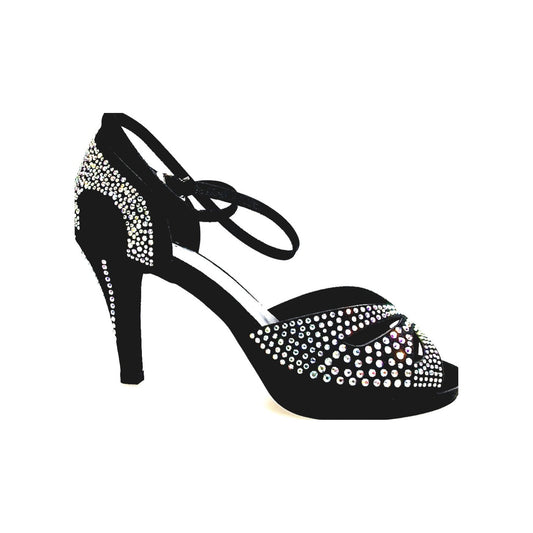 Scarpa da Ballo in Raso Seta Nera DELUXE MARIPOSA Wish Dance, vista laterale