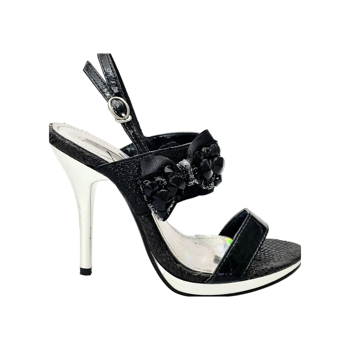 Sandalo DEMY Plt Wish Dance Shop con plateau nero, tacco a spillo largo e design elegante, visibile in primo piano.
