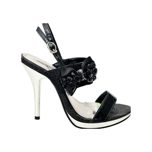 Sandalo DEMY Plt Wish Dance Shop con plateau nero, tacco a spillo largo e design elegante, visibile in primo piano.