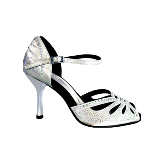 Scarpa da Ballo in Raso Grigio Argento DADA Diamond QA Wish Dance, vista laterale