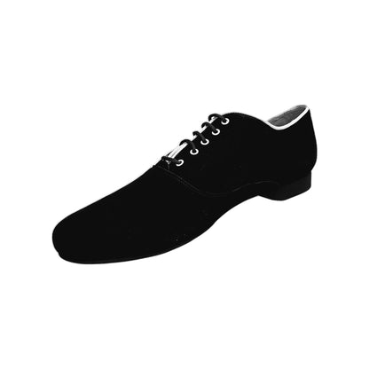 Esteban (MS07) KIMA - Stringata da Uomo chiusura Mod. Oxford in Camoscio Nero Ricamo Kima Bianco Forma, dettaglio suola