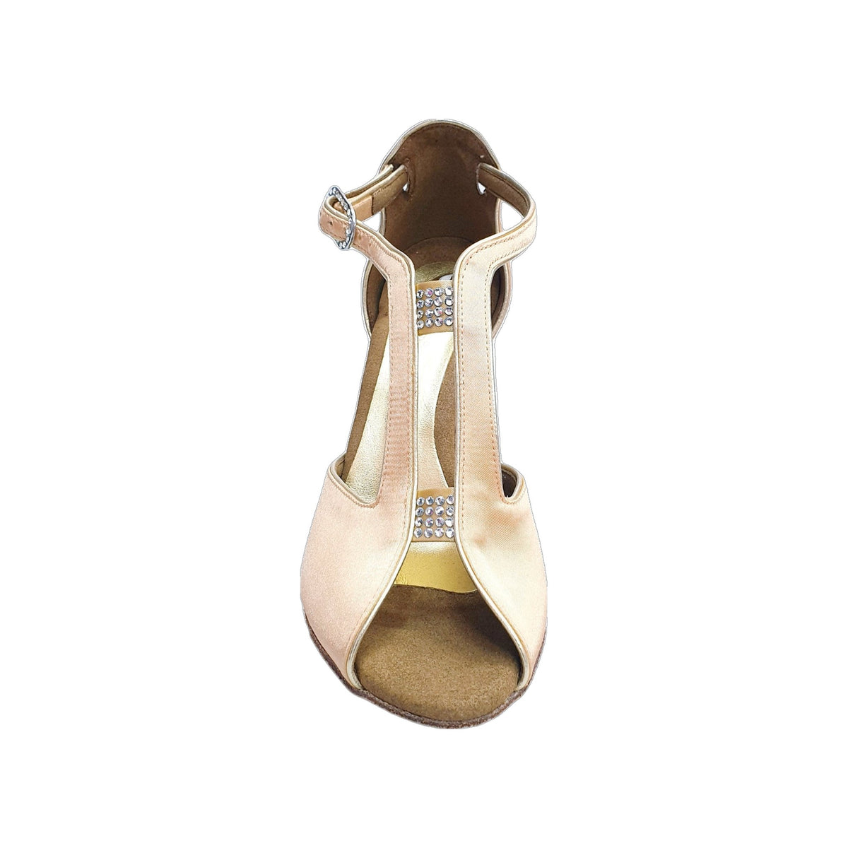 Sandalo da Donna in Raso Seta Carne Tacco a Rocchetto Rivestito Raso Seta Carne ELIDE Wish Dance, vista frontale