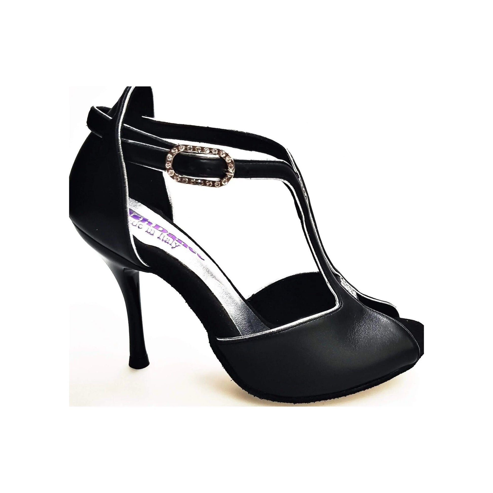 Scarpa da Donna in Pelle Nera Tacco a Spillo Smaltato nero ELIDE Wish Dance, vista laterale