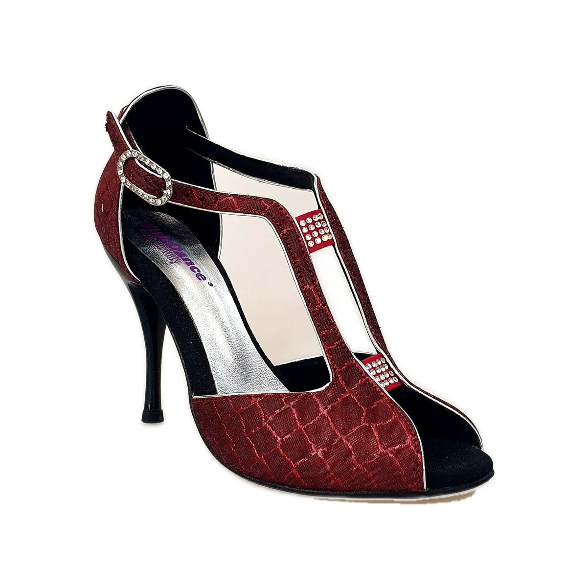 Scarpa da donna Wishdance Fascino 401 in Sunset Rosso, elegante e confortevole, vista frontale con dettagli in tessuto.