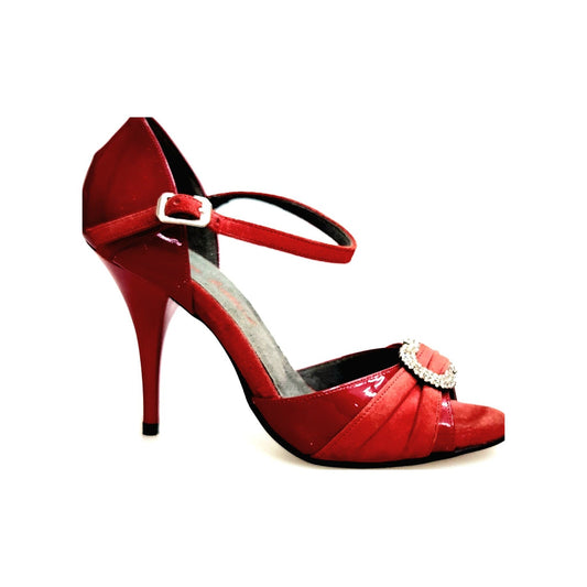 Sandalo da Donna in Pelle di Vernice Rossa Camoscio Rosso GILDA SW F.626 Wish Dance, vista laterale