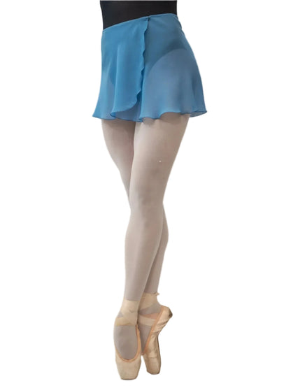 Gonnellino chiffon in seta blu royal, lunghezza 35 cm, per adulti, con design attorcigliato, prodotto Wish Dance Shop