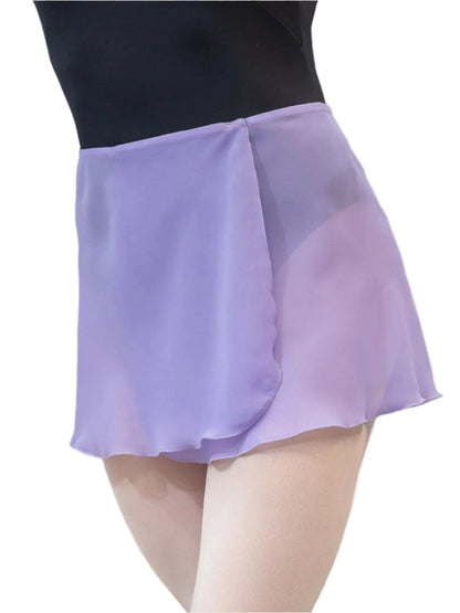 Gonnellino chiffon di seta rosa viola per adulti, lunghezza 35cm, con design attorcigliato, prodotto Wish Dance Shop