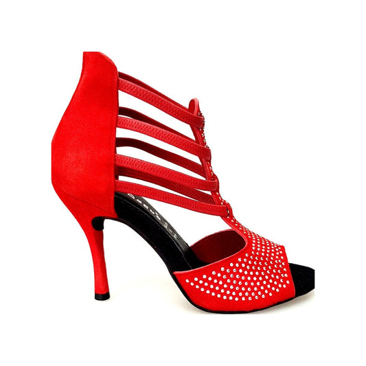 Sandalo da Donna in Camoscio Rosso Hera Wish Dance, vista laterale