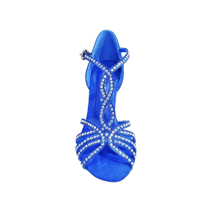 Scarpa da donna Infinity BI-Flex in lurex blu royal e camoscio con Swarovski, suola extraflex per danza e competizione.