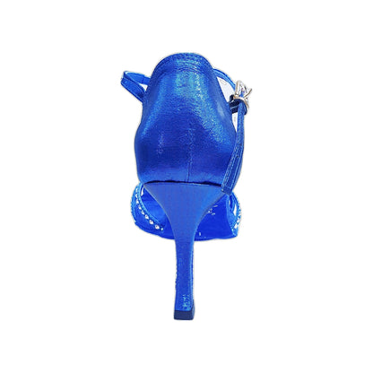 Scarpa da donna Infinity BI-Flex in lurex blu royal e camoscio blu royal con Swarovski Boreali e suola extraflex da gara