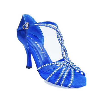 Scarpa da Donna in Lurex Blu Royal e Camoscio Blu Royal Infinity Wish Dance, vista laterale