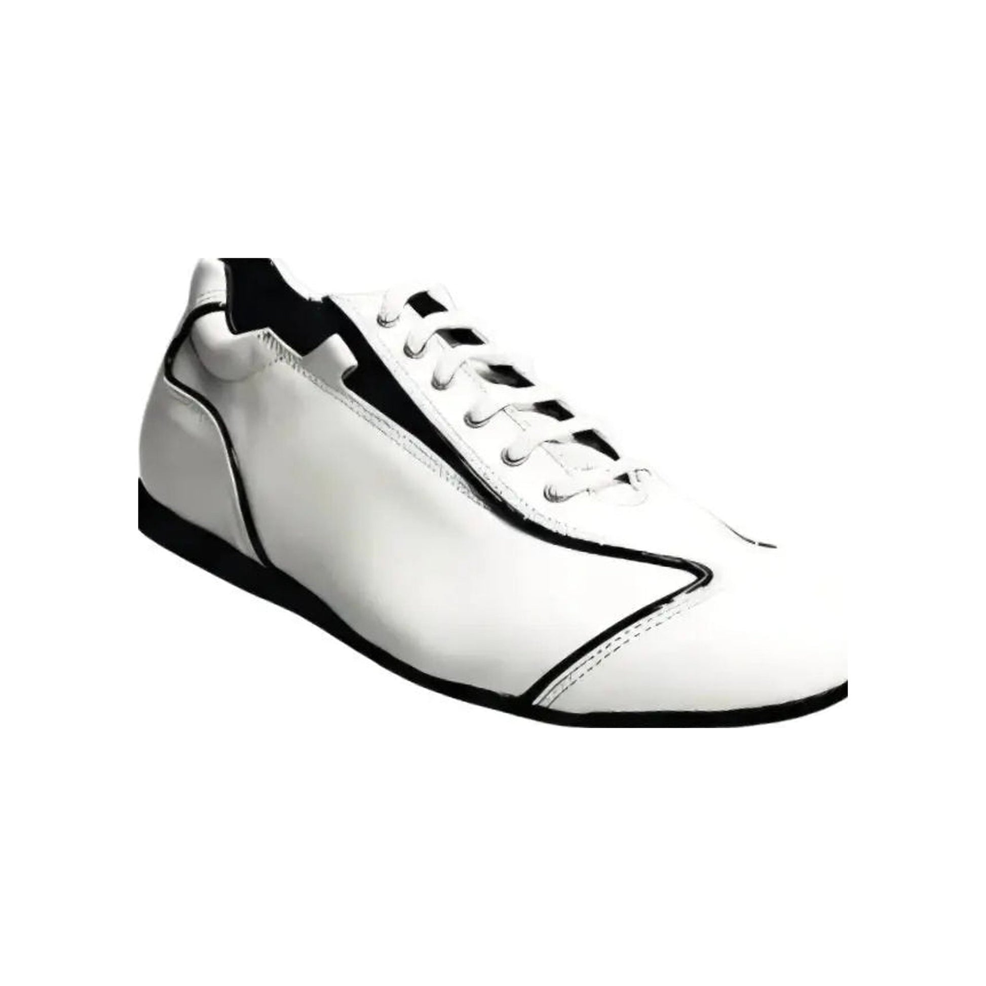 Sneaker bianca in pelle HABANA (Ivan) con profili neri e suola in Microlight, scarpa di alta qualità e comfort.