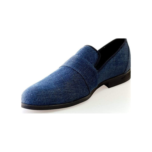 Scarpa mocassino da uomo Jackson in tessuto blu jeans con fodera in vera pelle italiana, di Wish Dance Shop.