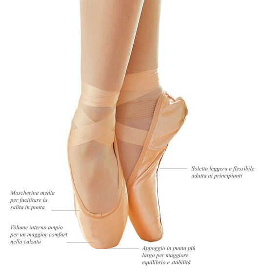 Punta da danza JANAS STRONG MARD di Wish Dance Shop, appoggio medio, suola dura larga per danza classica e balletto.