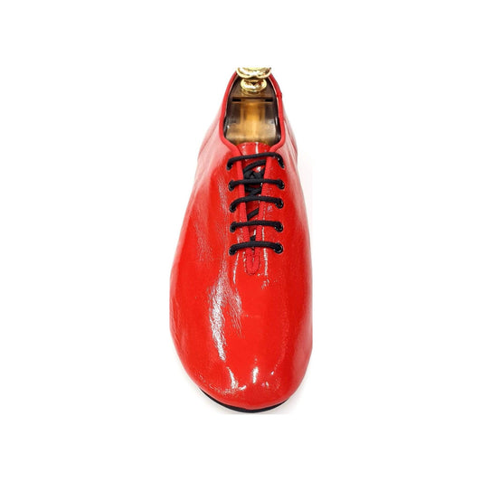 Scarpa Jazz 04 da allenamento in vernice rossa, scarpa da ballo Wish Dance Shop, dettagli lucidi e suola flessibile