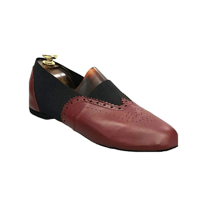 Scarpa jazz Roly Jazz 06 in pelle bordeaux con elastico nero, suola bufalo Confort Flex, suola antiscivolo e design elegante.