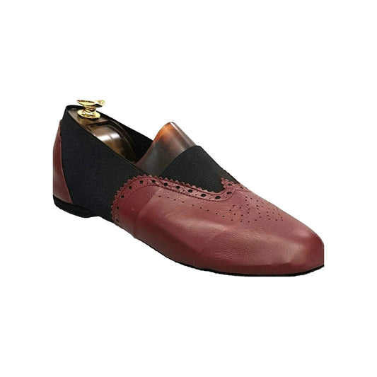 Scarpa jazz Roly Jazz 06 in pelle bordeaux con elastico nero, suola bufalo Confort Flex, suola antiscivolo e design elegante.