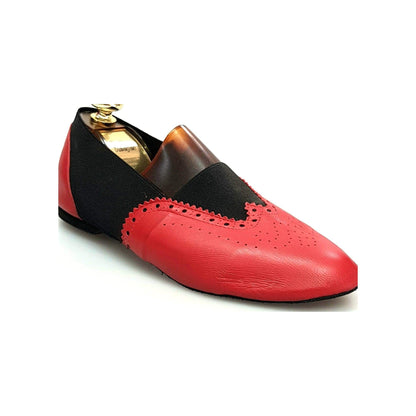 Scarpe da jazz Roly Jazz 06 in pelle rossa con elastico nero, suola bufalo e suola Comfort Flex per danza.