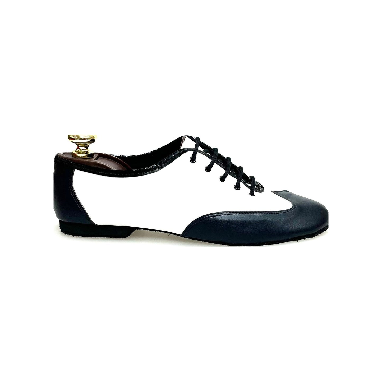 Scarpe da jazz EL MAMBO Wish Dance Shop in pelle blu notte e bianca, ideali per allenamento e performance di danza jazz.