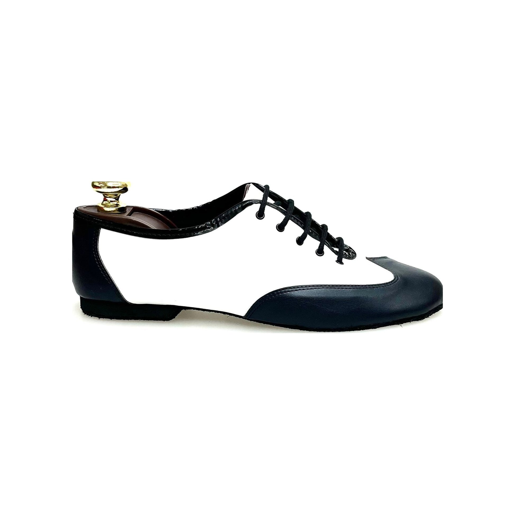 Scarpe da jazz EL MAMBO Wish Dance Shop in pelle blu notte e bianca, ideali per allenamento e performance di danza jazz.