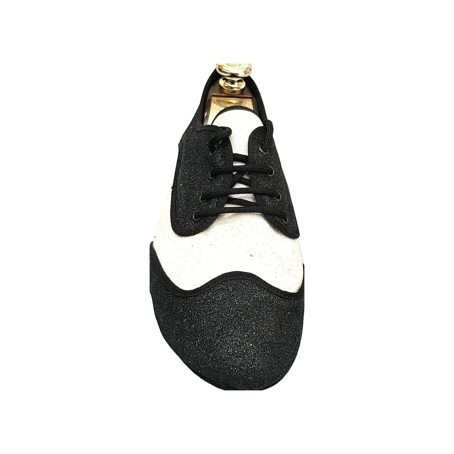 Scarpa jazz Billie Mambo Wish Dance Shop con glitter nero e bianco, profilo nero, per danza e spettacolo.