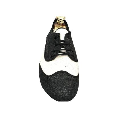 Scarpa jazz Billie Mambo Wish Dance Shop con glitter nero e bianco, profilo nero, per danza e spettacolo.