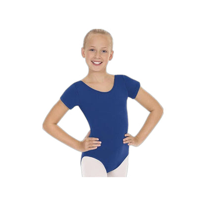 Body danza classica bambina lana e Lycra con pettorina antisudore, maniche corte, tessuto elasticizzato e confortevole.