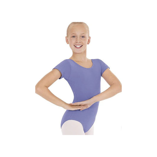 Body danza classica per bambina in lycra cotone, con pettorina antisudore, colore lilla, marca Wish Dance Shop.
