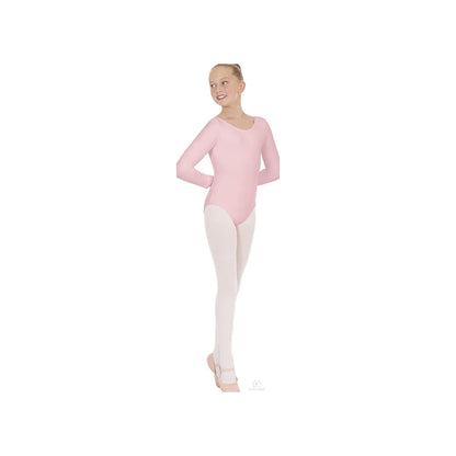 Body da bambina LINETTA Wish Dance Shop con manica lunga, cotone Lycra, pettorina antisudore, ideale per danza classica.