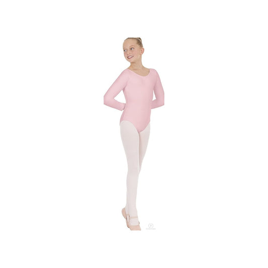 Body da bambina LINETTA Wish Dance Shop con manica lunga, cotone Lycra, pettorina antisudore, ideale per danza classica.