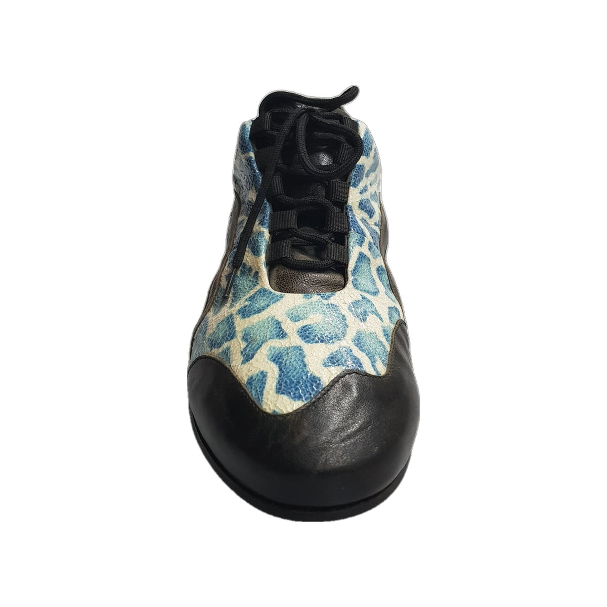 Scarpa da Uomo Pelle Nera Razza Blu Louis Wish Dance, vista frontale