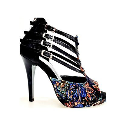 Scarpa da donna in New Velvet e Lurex Nero Lussuria Wish Dance, vista laterale