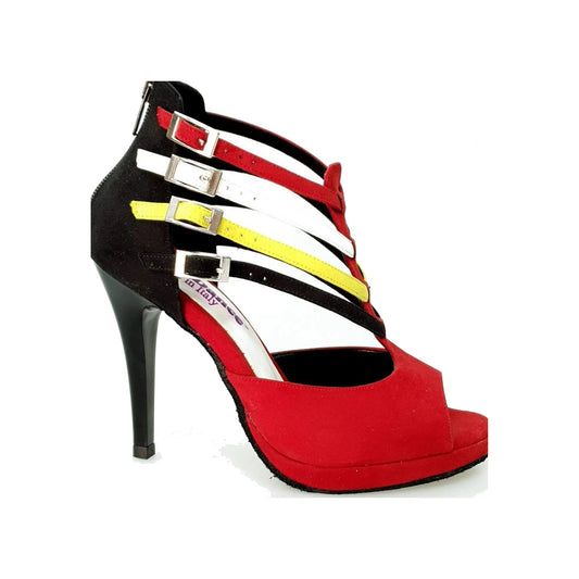 Scarpa da Donna in Camoscio Rosso e Nero Lussuria Wish Dance, vista laterale