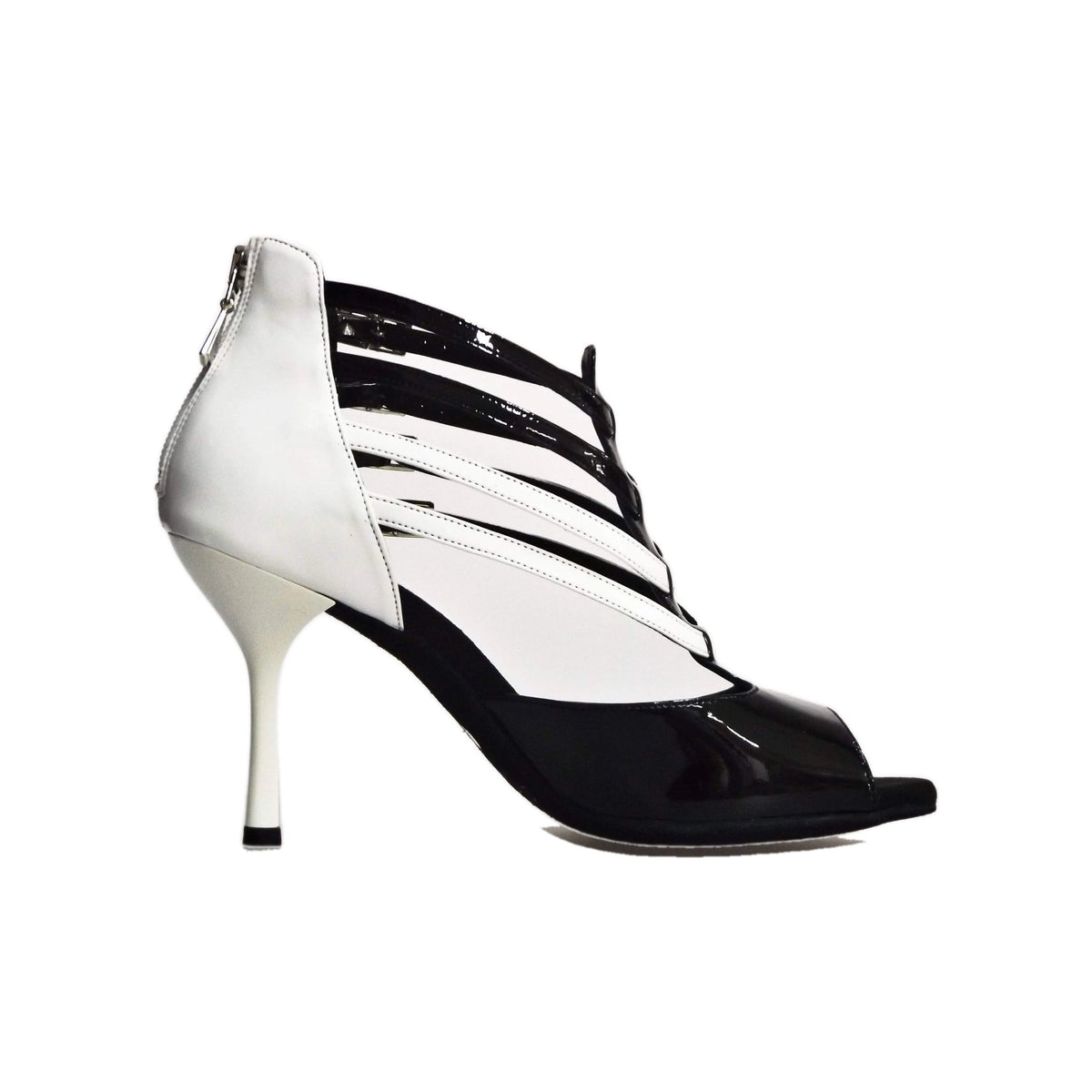 Scarpa da donna Wishdance Malon (779) in vernice nera e bianca con tacco a stiletto, dettagli eleganti e stile sofisticato