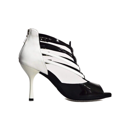 Scarpa da donna Wishdance Malon (779) in vernice nera e bianca con tacco a stiletto, dettagli eleganti e stile sofisticato